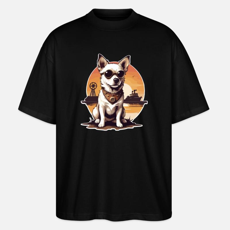 Steampunk Hund - Stanley/Stella Oversized Unisex Bio T-Shirt Blaster 2.0 - Schwarz