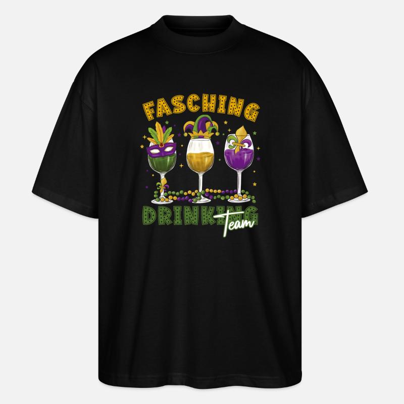 Fasching Karneval Drink Team Masken Gläser - Stanley/Stella Oversized Unisex Bio T-Shirt Blaster 2.0 - Schwarz