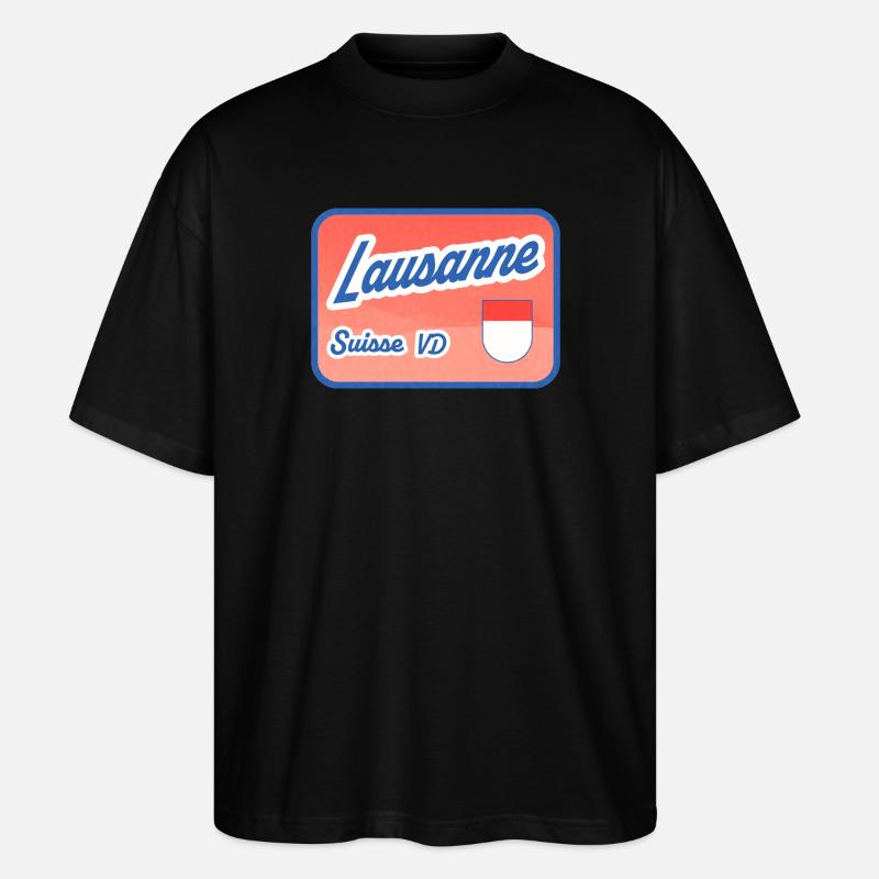Lausanne Retro Schild Suisse VD - Stanley/Stella Oversized Unisex Bio T-Shirt Blaster 2.0 - Schwarz