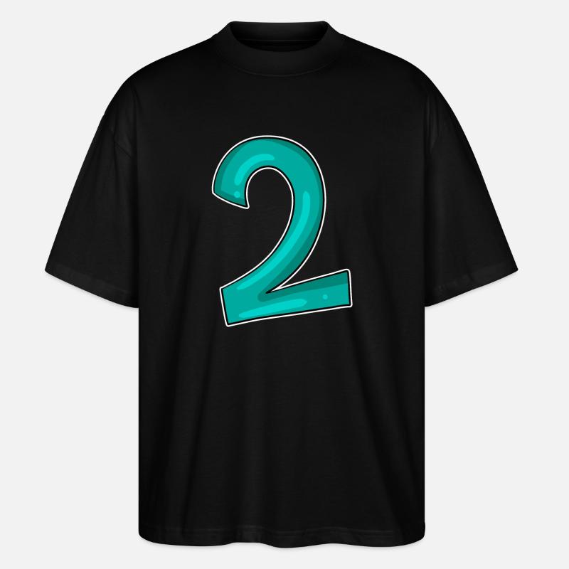 2 - Zahl - Nummer Zwei - Stanley/Stella Oversized Unisex Bio T-Shirt Blaster 2.0 - Schwarz