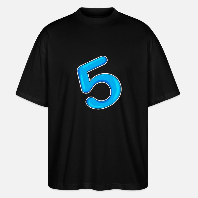 Number 5 Blue - Stanley/Stella Oversized Unisex Organic T-shirt Blaster 2.0 - black