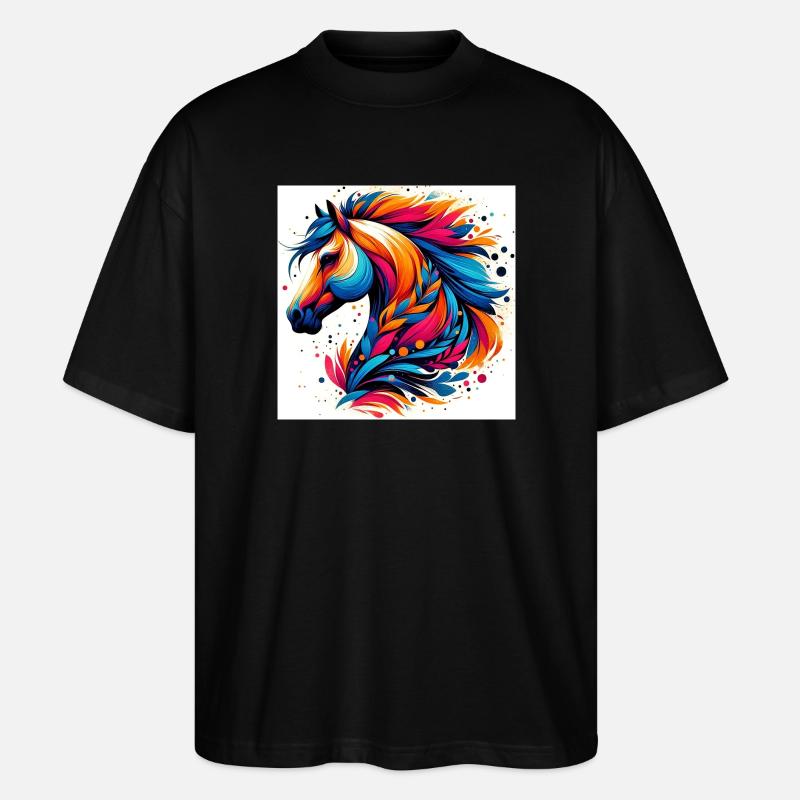 Pferd - Stanley/Stella Oversized Unisex Bio T-Shirt Blaster 2.0 - Schwarz
