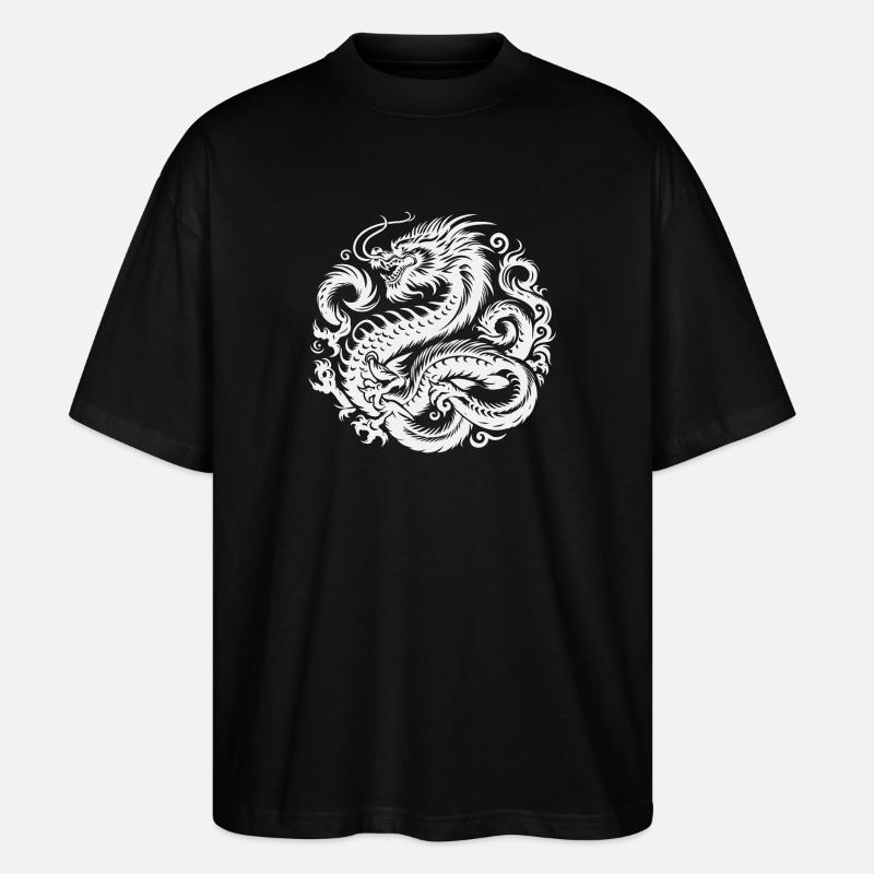 Tatouage de dragon chinois - T-shirt bio Blaster 2.0 coupe oversize Stanley/Stella Unisexe - noir