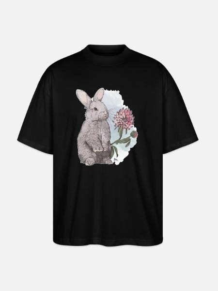 Veganuary 2024 Rabbit - Stanley/Stella Oversized Unisex Organic T-shirt Blaster 2.0 - black