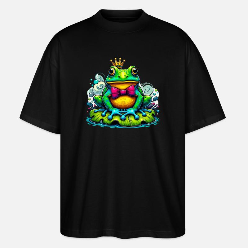 Frosch mit der Königskrone - Stanley/Stella Oversized Unisex Bio T-Shirt Blaster 2.0 - Schwarz