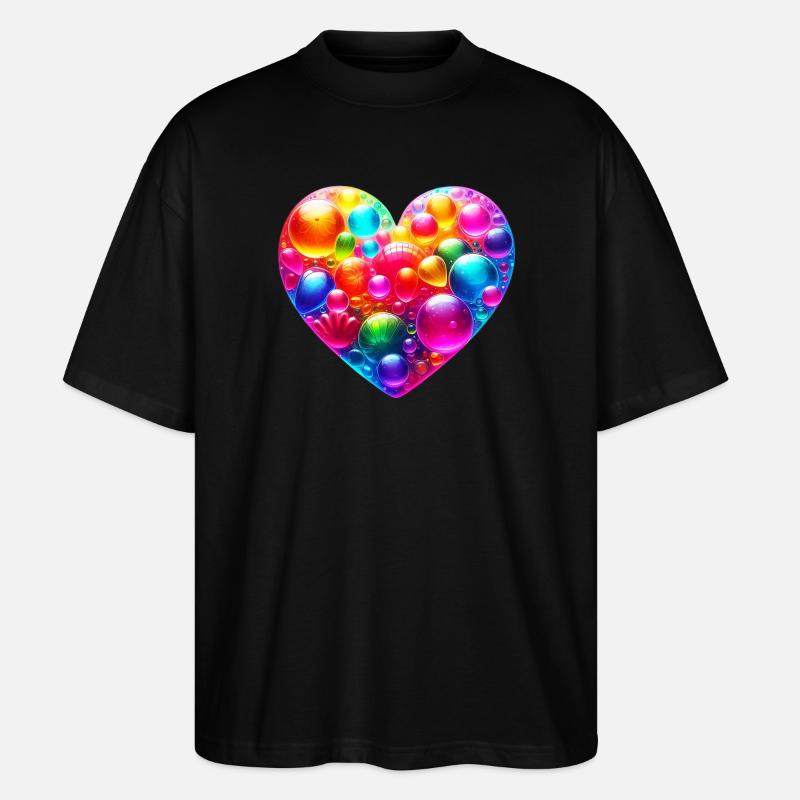 Buntes Herz - Stanley/Stella Oversized Unisex Bio T-Shirt Blaster 2.0 - Schwarz