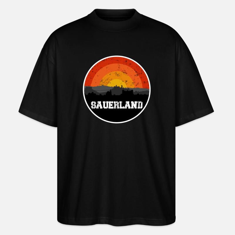 Sauerland Original Skyline - Stanley/Stella Oversized Unisex Bio T-Shirt Blaster 2.0 - Schwarz