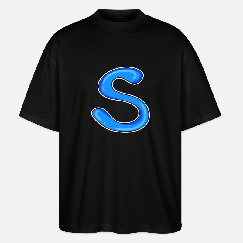 Lettre S Lettre initiale - T-shirt bio Blaster 2.0 coupe oversize Stanley/Stella Unisexe - noir