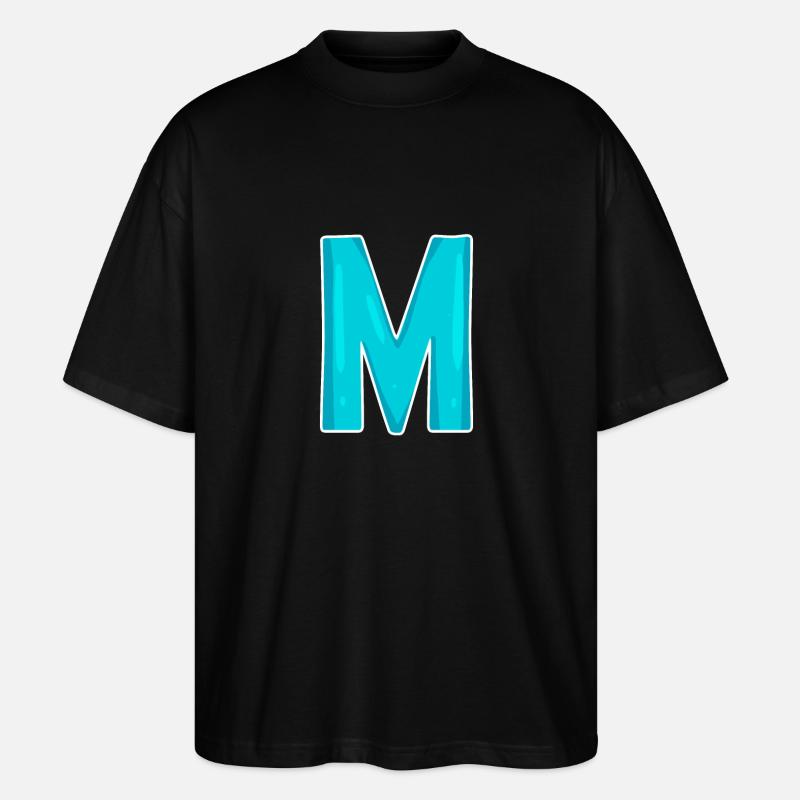 Letter M Initial Letter - Stanley/Stella Oversized Unisex Organic T-shirt Blaster 2.0 - black