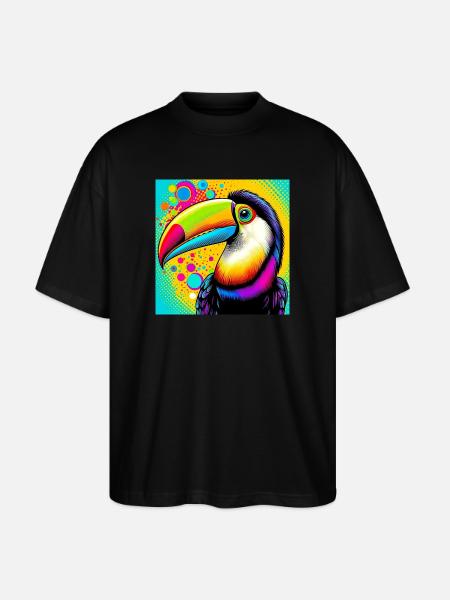Toucan Pop Art - Stanley/Stella Oversized Unisex Organic T-shirt Blaster 2.0 - black