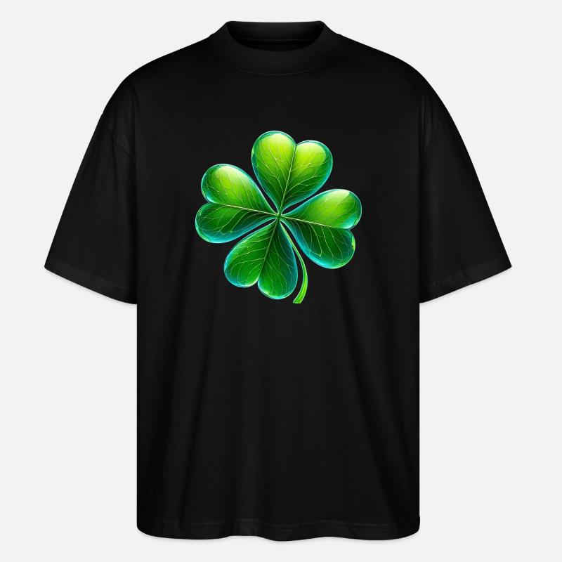 Vierblättriges Kleeblatt - Stanley/Stella Oversized Unisex Bio T-Shirt Blaster 2.0 - Schwarz
