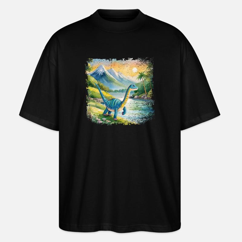 Niedlicher junger Thesaurus Kinderbuchstil Aquarel - Stanley/Stella Oversized Unisex Bio T-Shirt Blaster 2.0 - Schwarz