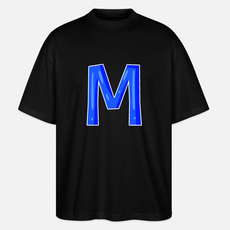 Letter M - Initial Letter M - Stanley/Stella Oversized Unisex Organic T-shirt Blaster 2.0 - black
