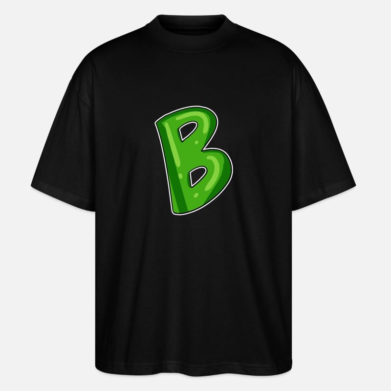 Buchstabe B - Anfangsbuchstabe B - Stanley/Stella Oversized Unisex Bio T-Shirt Blaster 2.0 - Schwarz