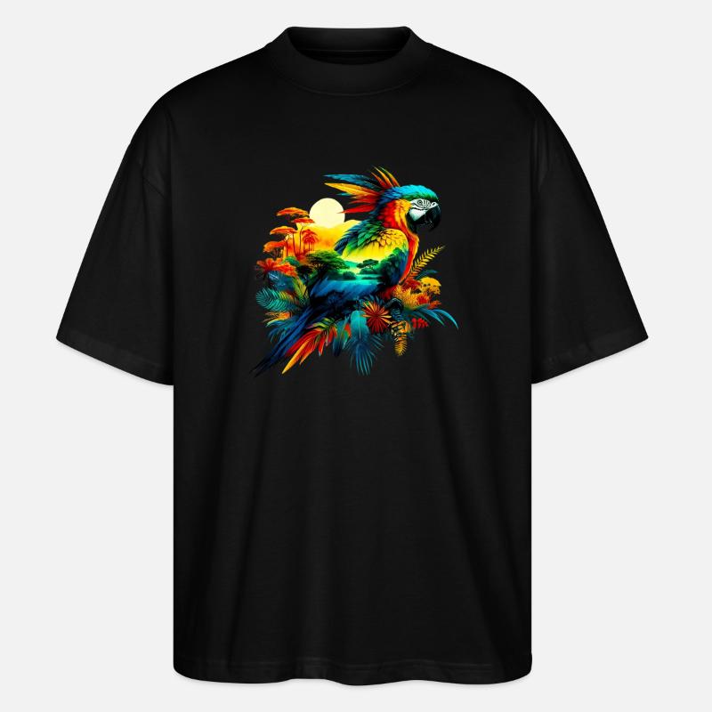 Papagei - Stanley/Stella Oversized Unisex Bio T-Shirt Blaster 2.0 - Schwarz