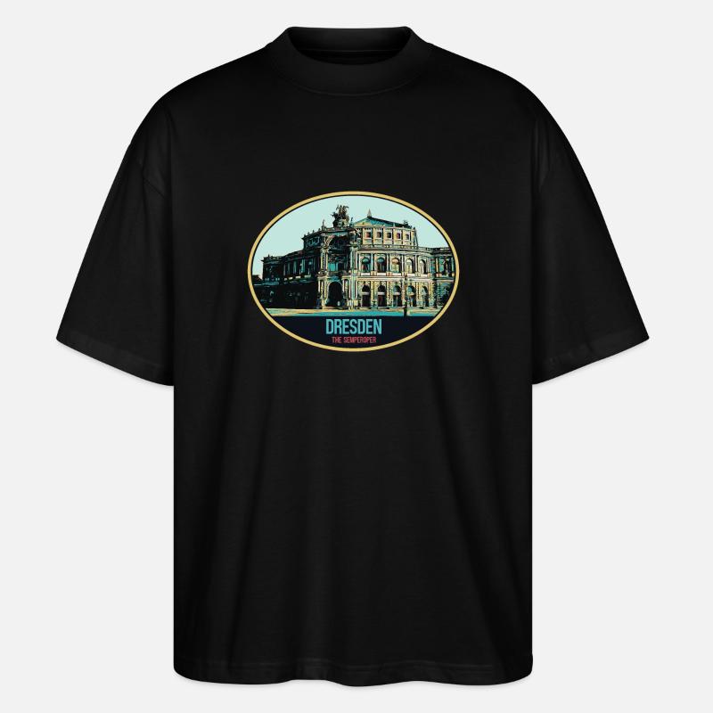 Dresdner Semperoper: Eleganz in der Illustration - Stanley/Stella Oversized Unisex Bio T-Shirt Blaster 2.0 - Schwarz