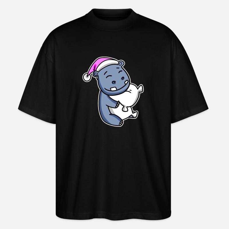 Nilpferd Müde Ausschlafen Schlafen Mädchen - Stanley/Stella Oversized Unisex Bio T-Shirt Blaster 2.0 - Schwarz