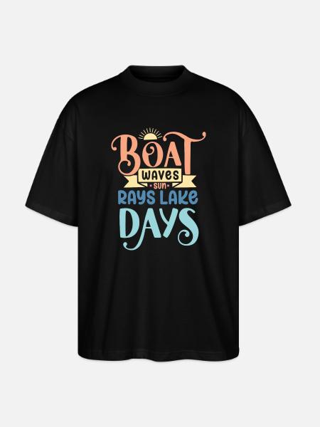 Boat Waves Sun Rays Lake Days - Stanley/Stella Oversized Unisex Organic T-shirt Blaster 2.0 - black
