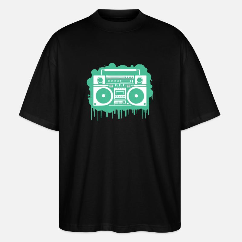 Cyan Ghettoblaster - Stanley/Stella Oversized Unisex Bio T-Shirt Blaster 2.0 - Schwarz