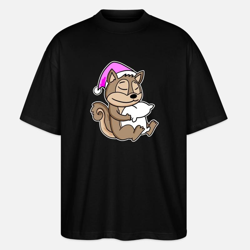 Squirrel Tired Sleeping Sleeping Girl - Stanley/Stella Oversized Unisex Organic T-shirt Blaster 2.0 - black