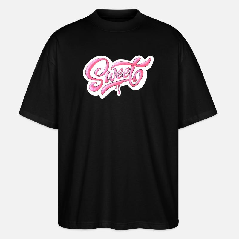 Sweet Pink Glitter Manuscrit Design - T-shirt bio Blaster 2.0 coupe oversize Stanley/Stella Unisexe - noir
