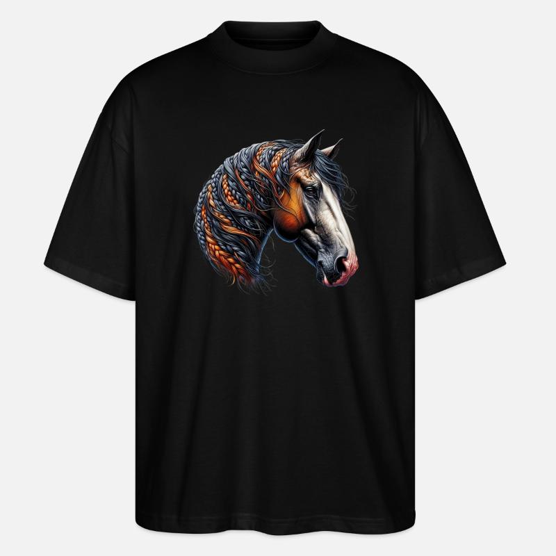Pferd - Stanley/Stella Oversized Unisex Bio T-Shirt Blaster 2.0 - Schwarz