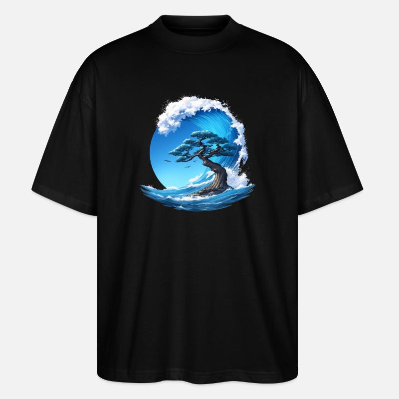 A tree under a wave - Stanley/Stella Oversized Unisex Organic T-shirt Blaster 2.0 - black