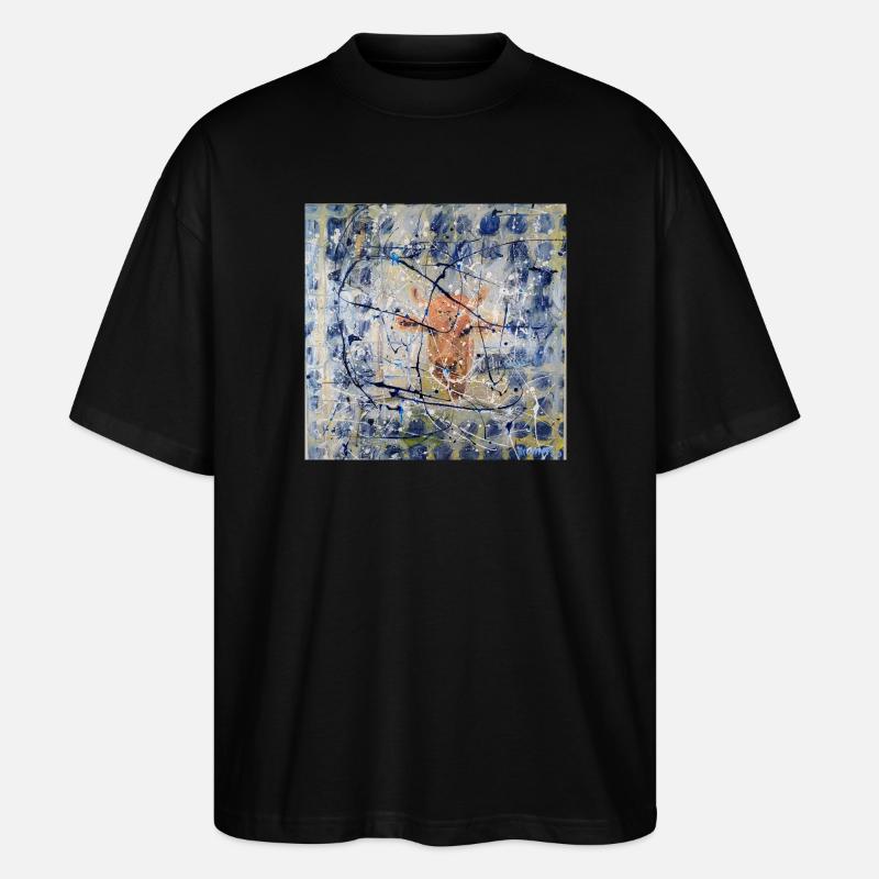 Portrait abstrait d’animal avec vache - T-shirt bio Blaster 2.0 coupe oversize Stanley/Stella Unisexe - noir