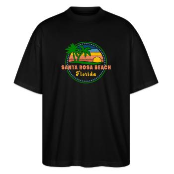 Santa Rosa Beach - Stanley/Stella Oversized Unisex Organic T-shirt Blaster 2.0 - black - Front - Alina (178cm) & Michal (187cm)