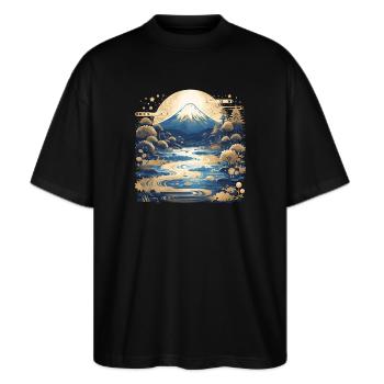 Mont Fuji - T-shirt bio Blaster 2.0 coupe oversize Stanley/Stella Unisexe - noir - Devant - Alina (178cm) & Michal (187cm)