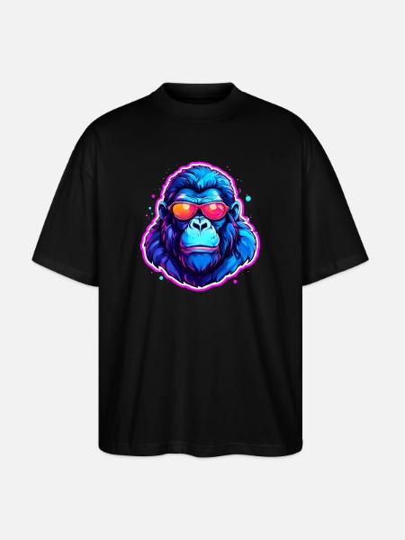 A cool gorilla with sunglasses - Stanley/Stella Oversized Unisex Organic T-shirt Blaster 2.0 - black