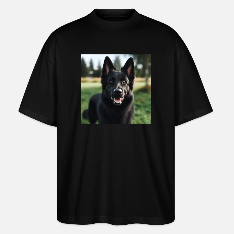 Schwarzer Deutscher Schäferhund - Stanley/Stella Oversized Unisex Bio T-Shirt Blaster 2.0 - Schwarz