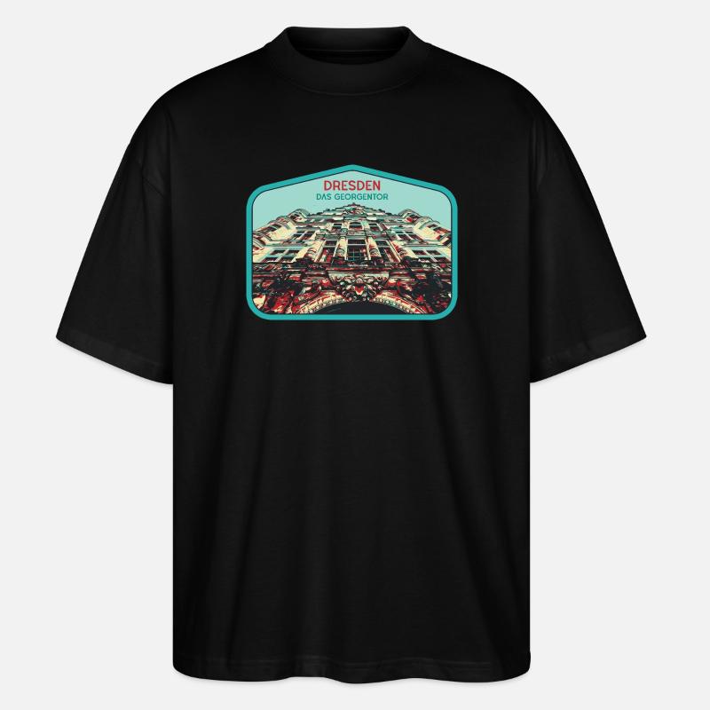 Illustration: Georgentor, Dresden - Stanley/Stella Oversized Unisex Bio T-Shirt Blaster 2.0 - Schwarz