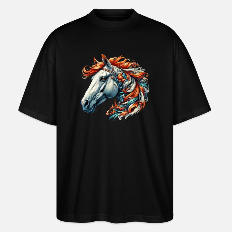 Horse - Stanley/Stella Oversized Unisex Organic T-shirt Blaster 2.0 - black