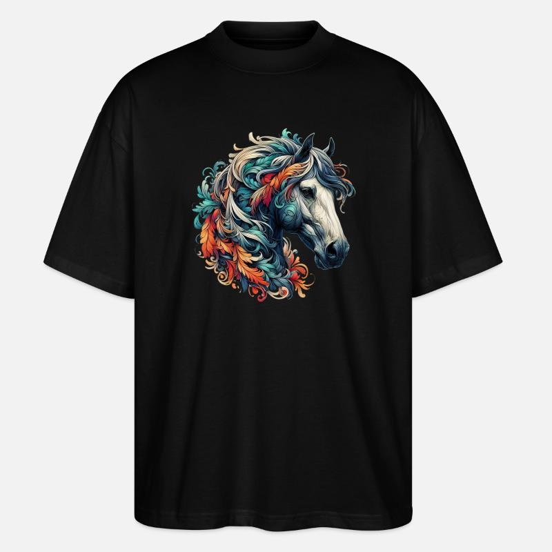 Pferd - Stanley/Stella Oversized Unisex Bio T-Shirt Blaster 2.0 - Schwarz