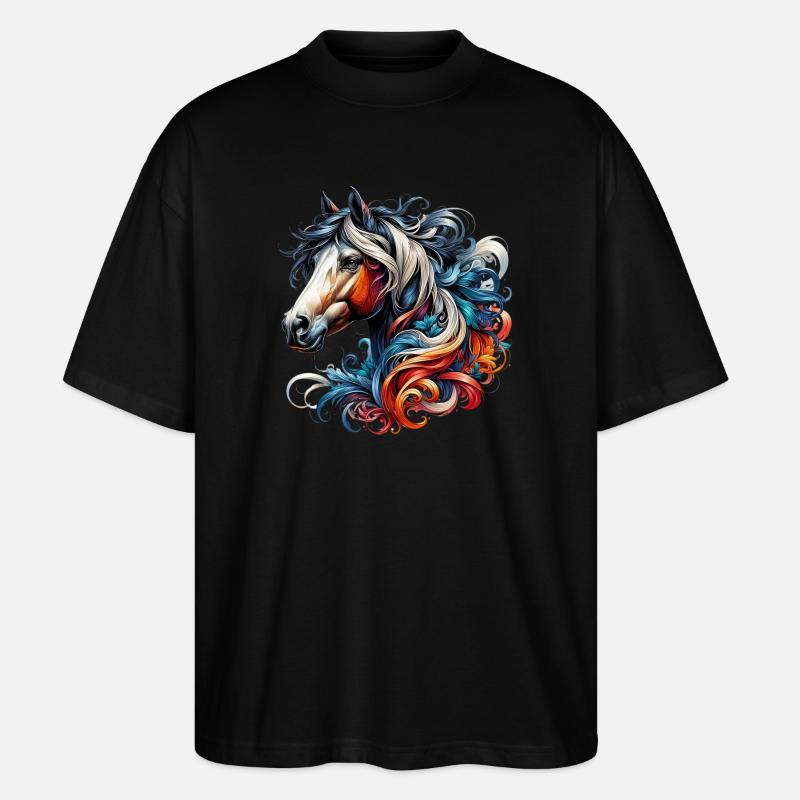 Pferd - Stanley/Stella Oversized Unisex Bio T-Shirt Blaster 2.0 - Schwarz