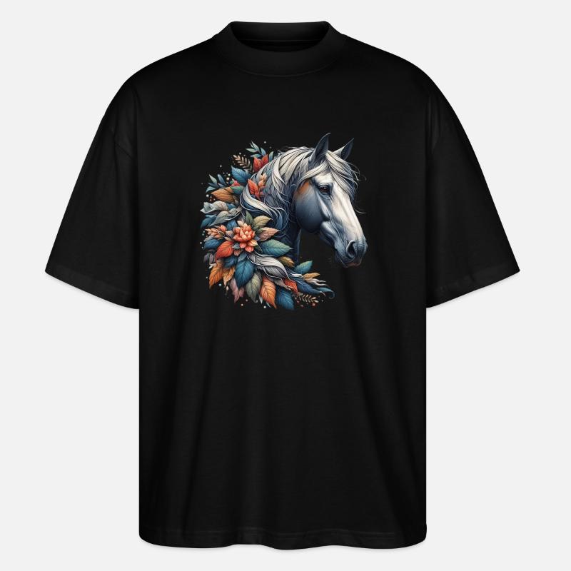 Pferd - Stanley/Stella Oversized Unisex Bio T-Shirt Blaster 2.0 - Schwarz