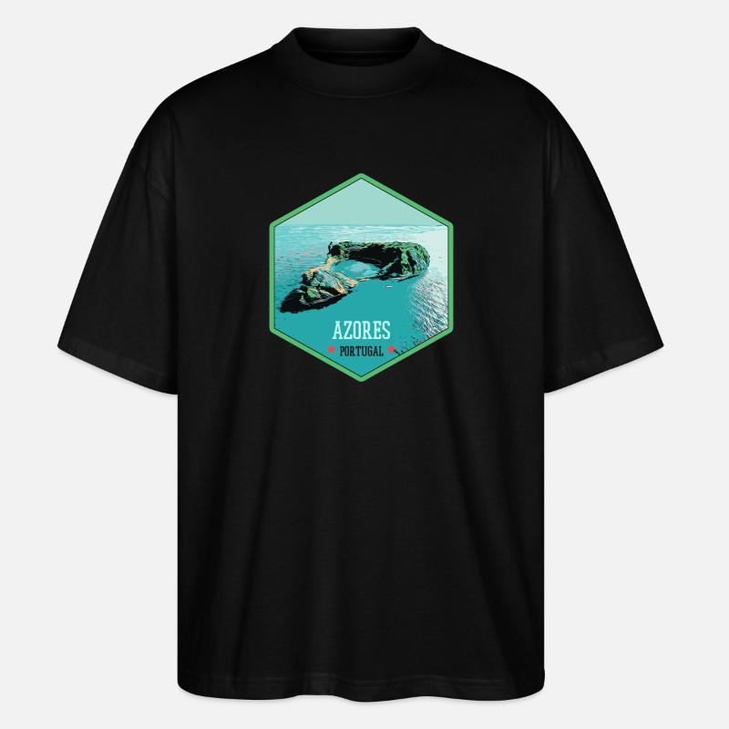 Illustration Vulkaninseln, Azoren - Stanley/Stella Oversized Unisex Bio T-Shirt Blaster 2.0 - Schwarz