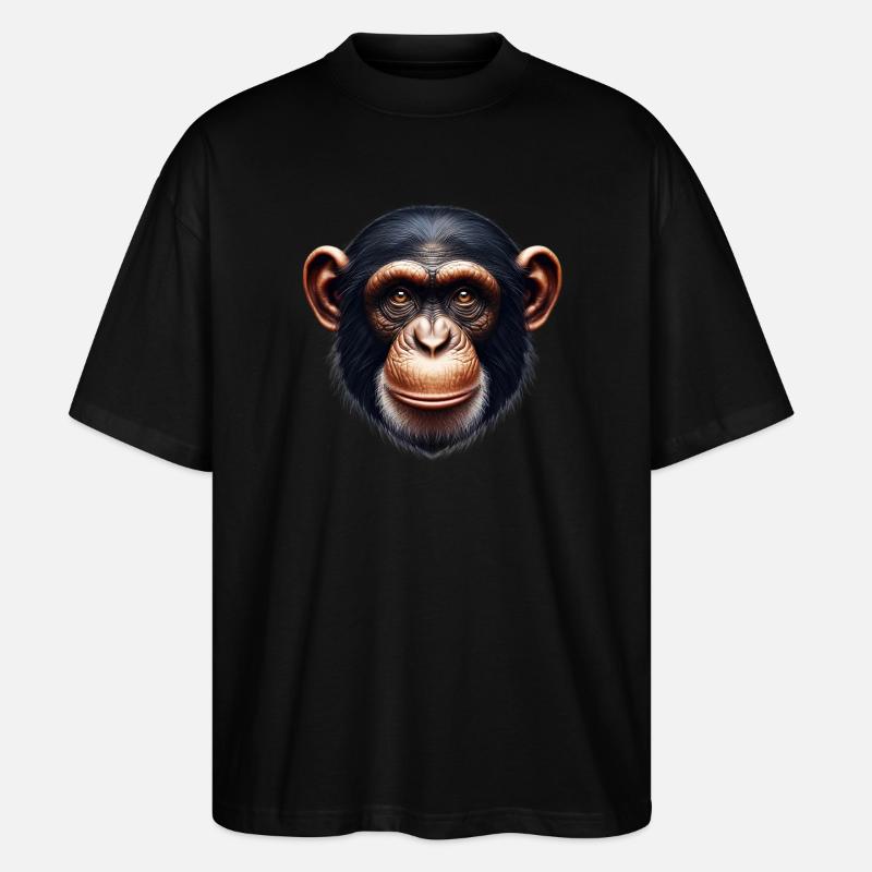 Singe chimpanzé - T-shirt bio Blaster 2.0 coupe oversize Stanley/Stella Unisexe - noir