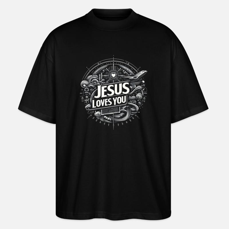 Jesus liebt dich – Kreisdesign - Stanley/Stella Oversized Unisex Bio T-Shirt Blaster 2.0 - Schwarz