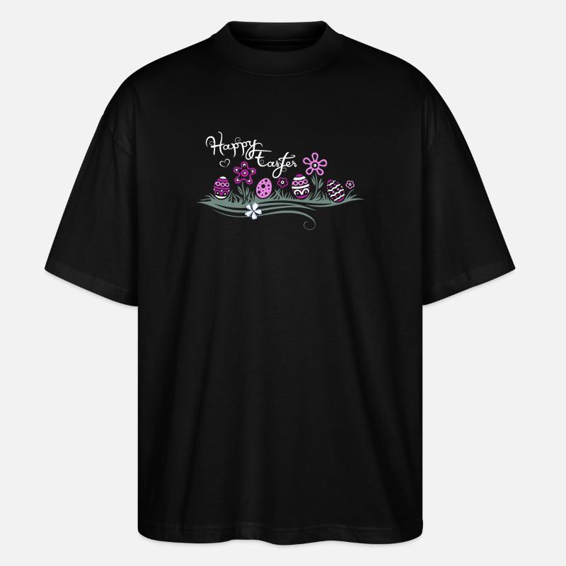 Easter Easter Eggs in the Grass - Stanley/Stella Oversized Unisex Organic T-shirt Blaster 2.0 - black
