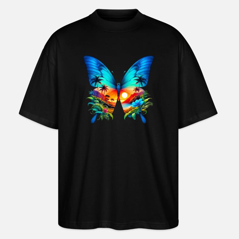 Schmetterling - Stanley/Stella Oversized Unisex Bio T-Shirt Blaster 2.0 - Schwarz