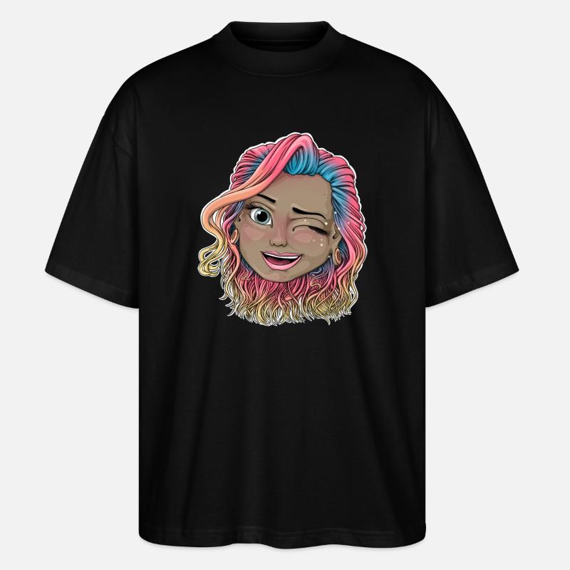 Lebendige zwinkernde Illustration - Stanley/Stella Oversized Unisex Bio T-Shirt Blaster 2.0 - Schwarz