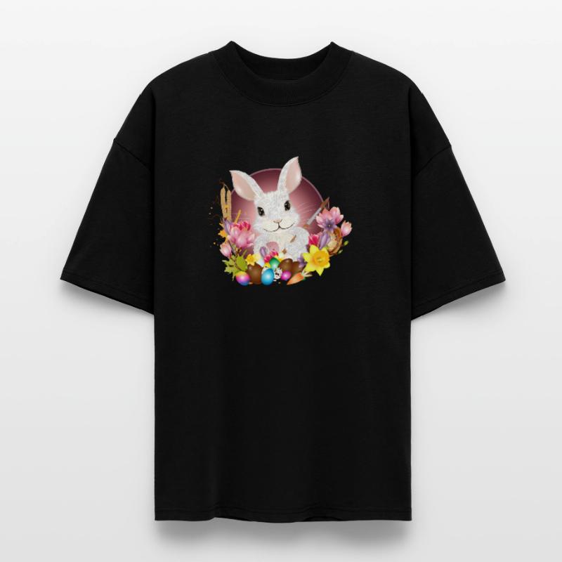 white rabbit with easter eggs as easter bunny Stanley/Stella Oversized Unisex Organic T-shirt Blaster 2.0