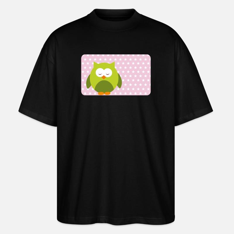 Lustige Eule mit Sternchen rosa | personalisierbar - Stanley/Stella Oversized Unisex Bio T-Shirt Blaster 2.0 - Schwarz