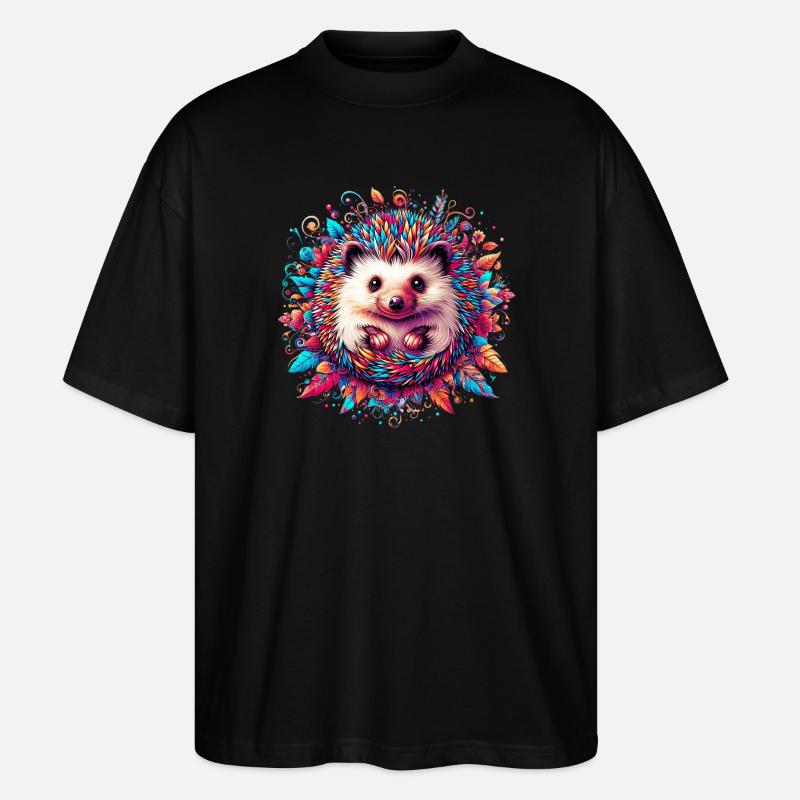 Hedgehog - Stanley/Stella Oversized Unisex Organic T-shirt Blaster 2.0 - black