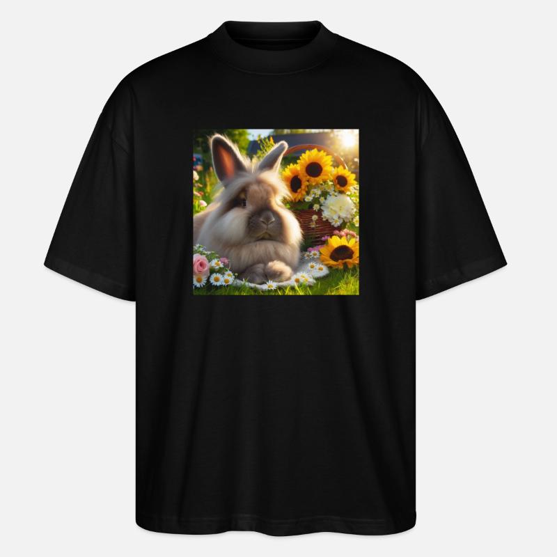Graues Angorakaninchen - Stanley/Stella Oversized Unisex Bio T-Shirt Blaster 2.0 - Schwarz