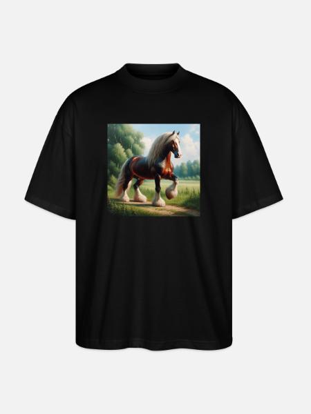 Aquarell Percheron Pferd - Stanley/Stella Oversized Unisex Bio T-Shirt Blaster 2.0 - Schwarz