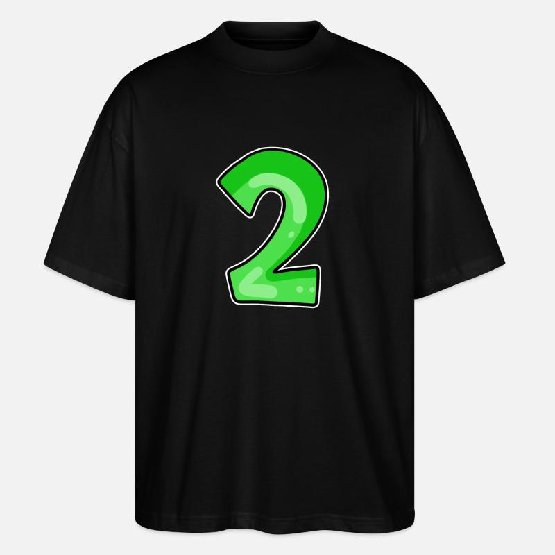 Zwei - 2 - Nummer Zahl - Stanley/Stella Oversized Unisex Bio T-Shirt Blaster 2.0 - Schwarz