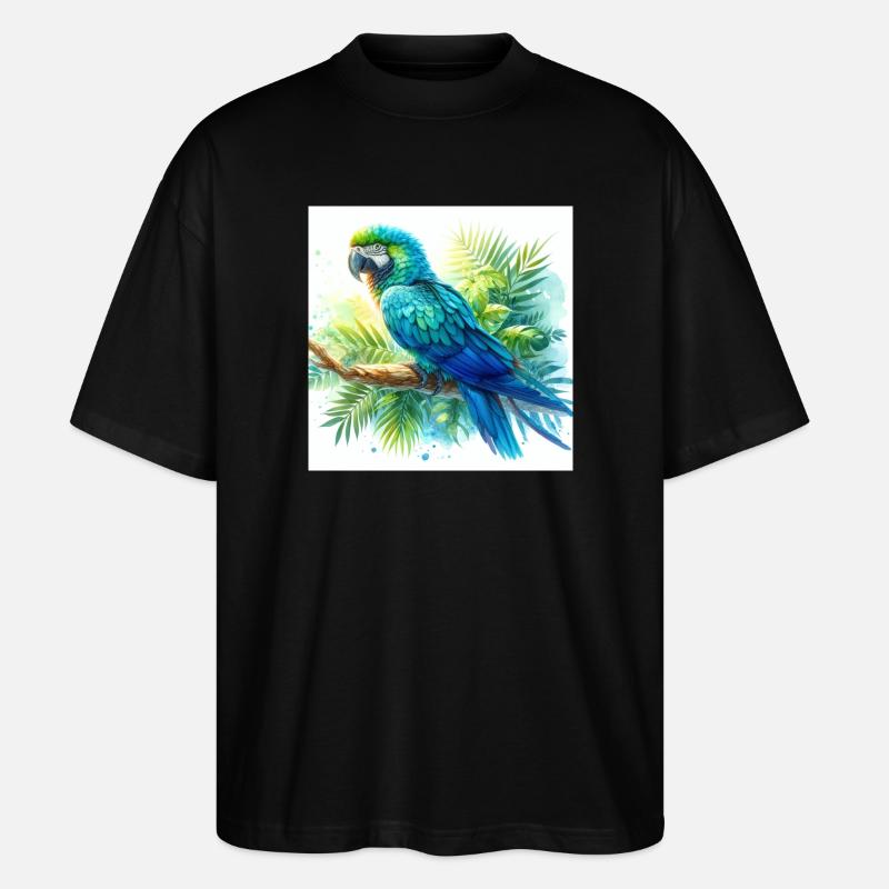Aquarell Blauer Ara - Stanley/Stella Oversized Unisex Bio T-Shirt Blaster 2.0 - Schwarz